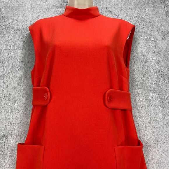 The J. Peterman Nora Shift Dress Womens XS Burnt Orange Stretch Twill Back Zip - Picture 6 of 15